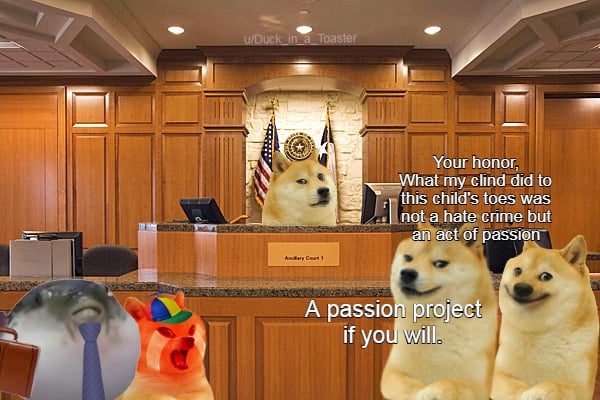 Courtroom scene, Phishe arguing that it was not a hate crime but an act of passion
